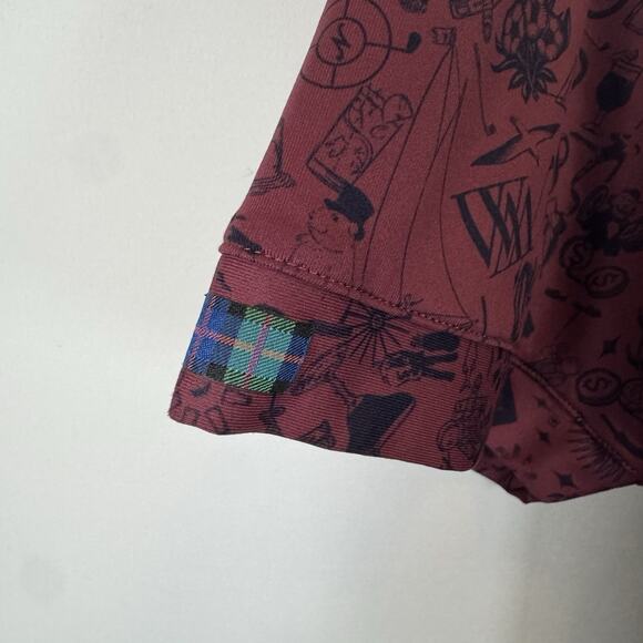 William Murray Men’s M Golf Polo Shirt Maroon Crazy Print Stretch Performance - Picture 6 of 11